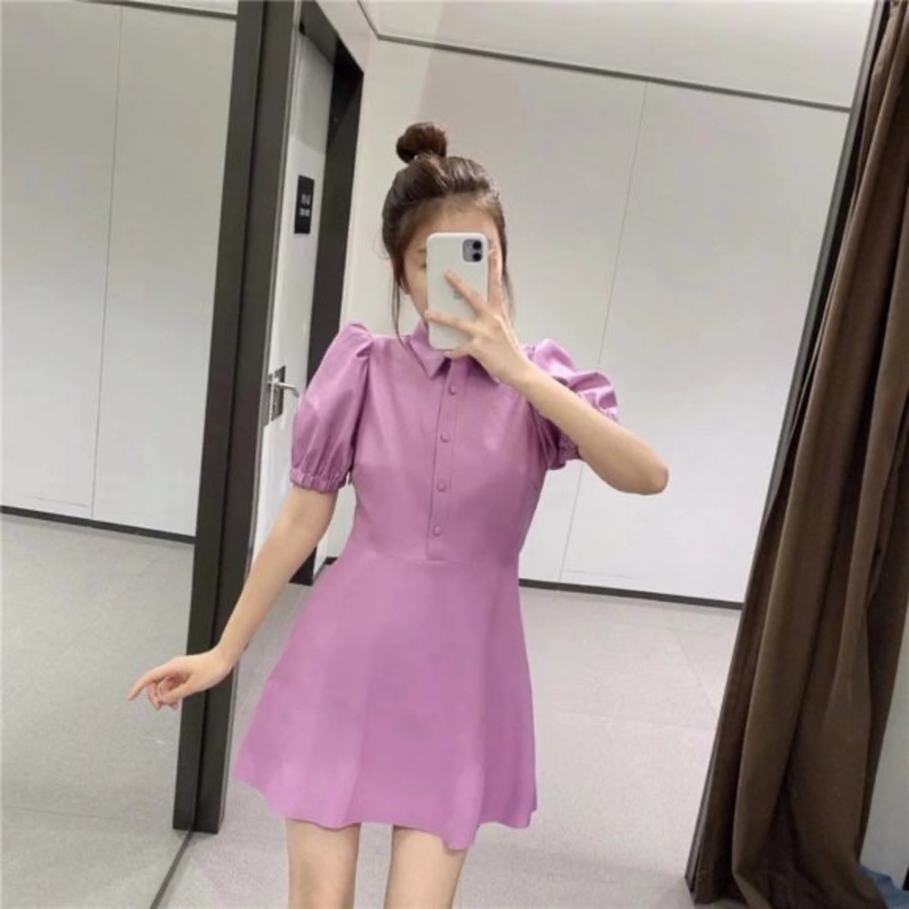 ZARA Faux Leather mini dress puff sleeves 4387/244 - Picture 3 of 13